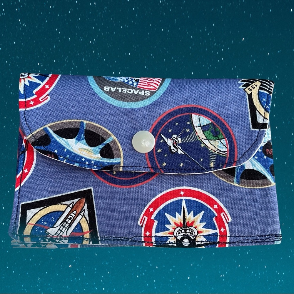Space-Themed Blue Wallet Gift Card Holder New Handmade by Darling Darce